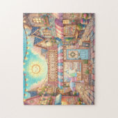Sonnenschein-Eiscreme-Dorf-Candy-Straße-Buchladen Puzzle (Vertikal)