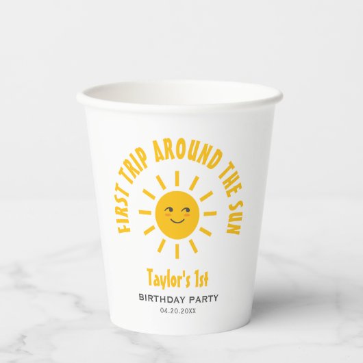 Sonnenschein Erster Ausflug rund um die Sonne 1. G Pappbecher (Vorderseite)