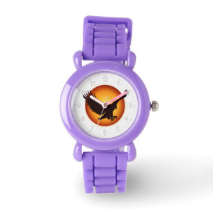 Sonnenschein-Falken-Silhouette - Hintergrundfarbe  Armbanduhr