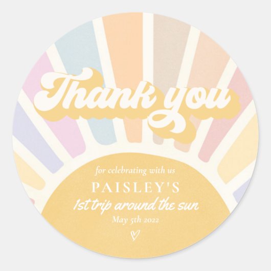 Sonnenschein Geburtstag Boho 1. Reise um die Sonne Runder Aufkleber (Vorderseite)