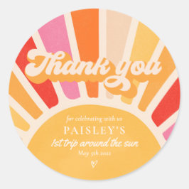 Sonnenschein Geburtstag Boho 1. Reise um die Sonne Runder Aufkleber