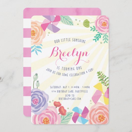 Sonnenschein-Geburtstags-Einladung Einladung (Vorne/Hinten)