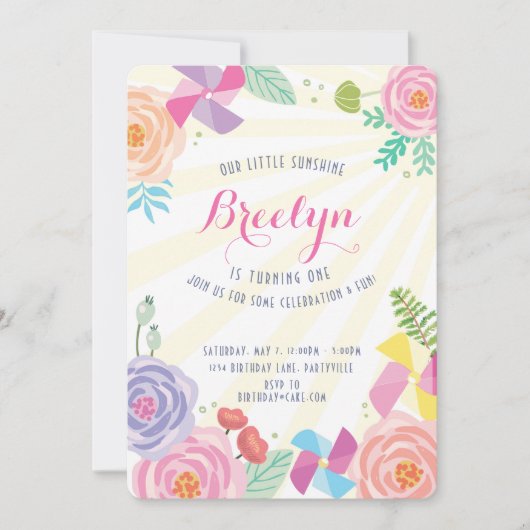Sonnenschein-Geburtstags-Einladung Einladung (Vorderseite)