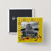 Sonnenschein-gelber Sonnenblume-Foto-Rahmen Button (Vorne & Hinten)