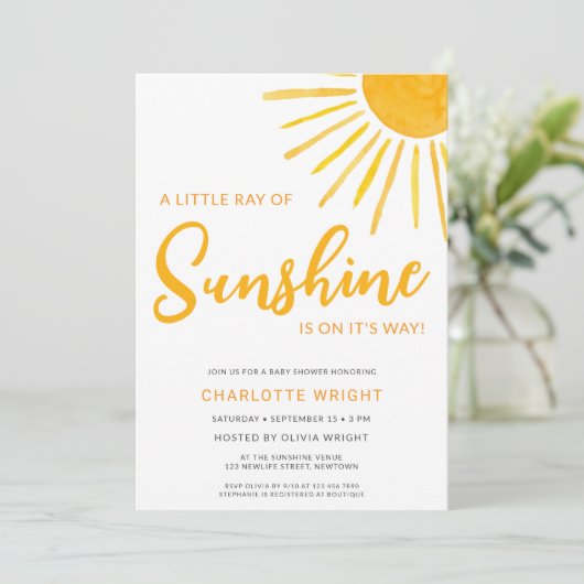 Sonnenschein Gender-Neutral Baby Dusche Einladung (Stehend Vorderseite)