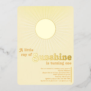 Sonnenschein Gold Sonne Erster Geburtstag Folieneinladung