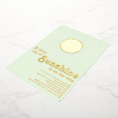 Sonnenschein Green Gold Sun Baby Shower Foil Folieneinladung (Gedreht)