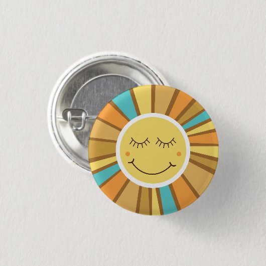 Sonnenschein Groovy Retro Boho Hippie Rund um die  Button (Vorne & Hinten)