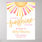 Sonnenschein Hellrosa Babydusche Begrüßungszeichen Poster (Vorne)