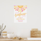 Sonnenschein Hellrosa Babydusche Begrüßungszeichen Poster (Küche)