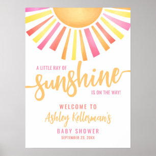 Sonnenschein Hellrosa Babyparty-Willkommensschild Poster