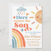Sonnenschein hier kommt der Son Baby Shower Boy Einladung (Vorderseite)