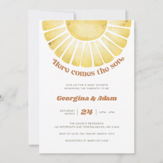 Sonnenschein hier kommt die Son Boho Baby Dusche Einladung (Vorderseite)