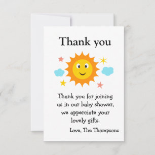 Sonnenschein Hier Kommt Die Sonne Baby Shower  Dankeskarte