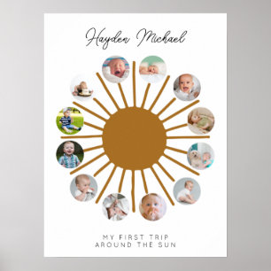 Sonnenschein im ersten Jahr Geburtstag Foto Zeiche Poster