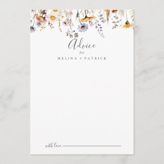 Sonnenschein im Herbst Elegante Wildblume Hochzeit Hinweiskarte (Vorderseite)