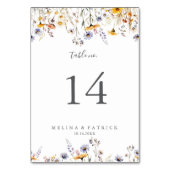 Sonnenschein im Herbst Elegante Wildblume Hochzeit Tischnummer (Rückseite)