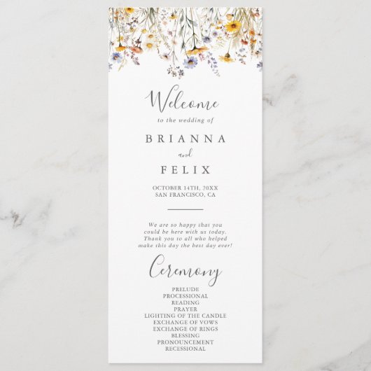 Sonnenschein im Herbst Hochzeitsprogramm für Wildb Programm (Vorderseite)