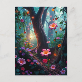 Sonnenschein in einem Whimsical Fairy Forest Postkarte