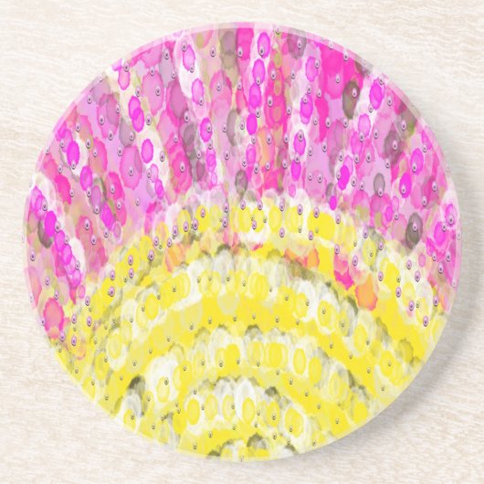 Sonnenschein in Gelb und Fuchsia Sandstein Untersetzer (Vorne)