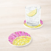 Sonnenschein in Gelb und Fuchsia Sandstein Untersetzer (Seite)