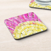 Sonnenschein in Gelb und Fuchsia Untersetzer (Linke Seite)