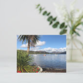 Sonnenschein in Schottland. Bucht mit Palmen und Y Postkarte (Stehend Vorderseite)