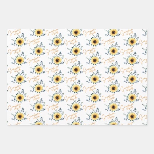 Sonnenschein in Sonnenblumenblättern Geschenkpapier Set (Vorderseite 3)