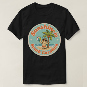 Sonnenschein in South Carolina_ Retro Palme Tree T-Shirt