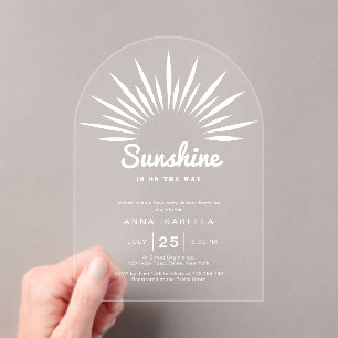 Sonnenschein ist auf dem Weg Babydusche Minimalist Acryleinladungen