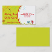 Sonnenschein-Kinderbetreuungs-Visitenkarte Visitenkarte (Vorne/Hinten)