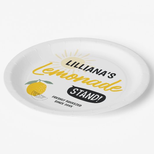 Sonnenschein Lemonade & Fun jedes Alter Glück zum  Pappteller (Schrägansicht)