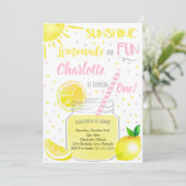 Sonnenschein Lemonade und Spaß zum Geburtstag Einl Einladung (Stehend Vorderseite)