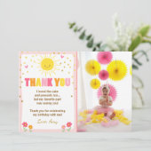 Sonnenschein-Limonade-Geburtstag danken Ihnen zu Dankeskarte (Stehend Vorderseite)