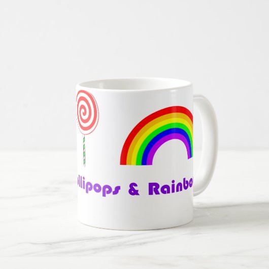 Sonnenschein-Lutscher und Regenbogen Kaffeetasse (VorderseiteRechts)