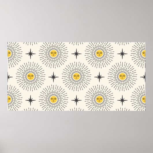 Sonnenschein mit Gesicht Himmelfahrt nahtlos Muste Poster (Vorne)