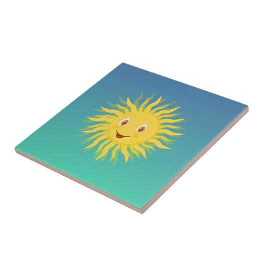 Sonnenschein mit kreisförmigen Linien Fliese (Seite)