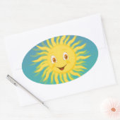 Sonnenschein mit kreisförmigen Linien Ovaler Aufkleber (Umschlag)