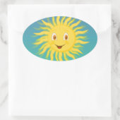 Sonnenschein mit kreisförmigen Linien Ovaler Aufkleber (Tasche)