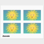 Sonnenschein mit kreisförmigen Linien Rechteckiger Aufkleber (Blatt)