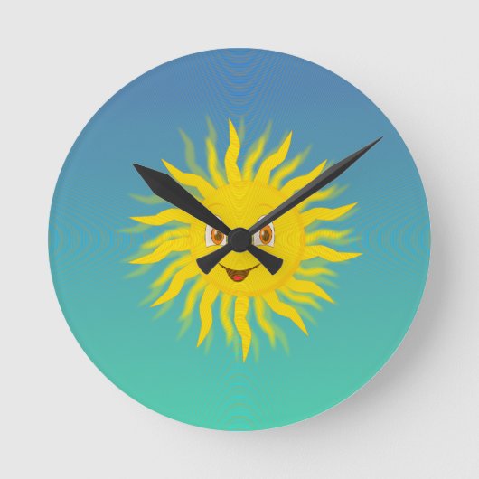 Sonnenschein mit kreisförmigen Linien Runde Wanduhr (Vorderseite)