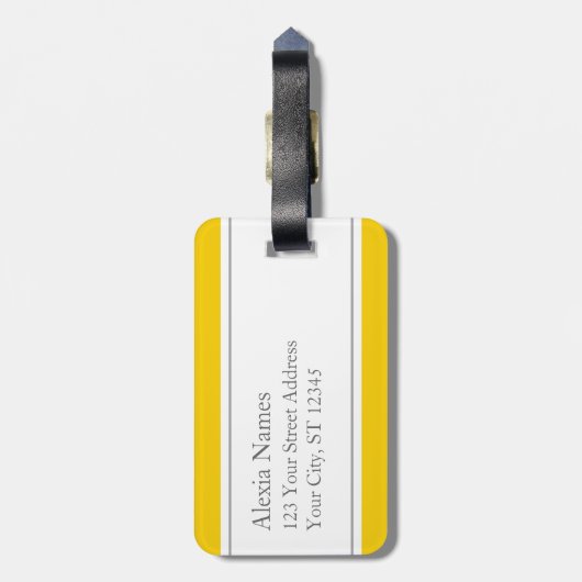 Sonnenschein Mit Monogramm Markisenstreifen Gepäckanhänger (Rückseite vertikal)