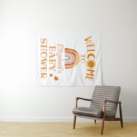 Sonnenschein, Mond, Regenbogen und Sterne Begrüßun Wandteppich (Beispiel (Horizontal))