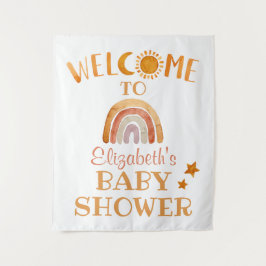 Sonnenschein, Mond, Regenbogen und Sterne Begrüßun Wandteppich