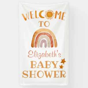 Sonnenschein, Mond, Regenbogen und Sterne Willkomm Banner