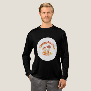 Sonnenschein nachjagen - Retro Surfer & Palmen Bau Tri-Blend Shirt