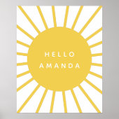 Sonnenschein | Name Hello Modern Scandi Mustard Su Poster (Vorne)