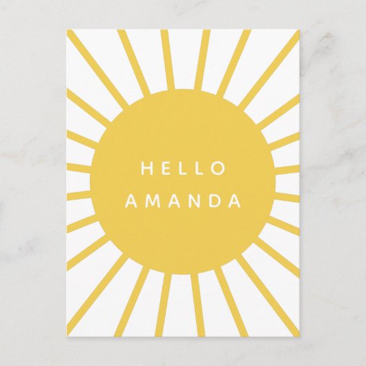 Sonnenschein | Name Hello Modern Scandi Mustard Su Postkarte (Vorderseite)