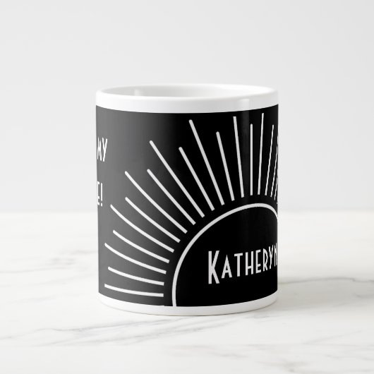 Sonnenschein Personalisiert Schwarz-weiß Jumbo-Tasse (Vorderseite)