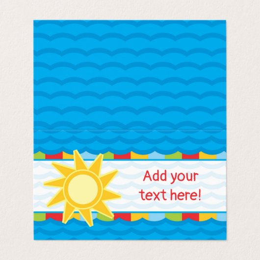 Sonnenschein Pool Party Food Table Zelt Card Visitenkarten (Außenseite Aufgefaltet)